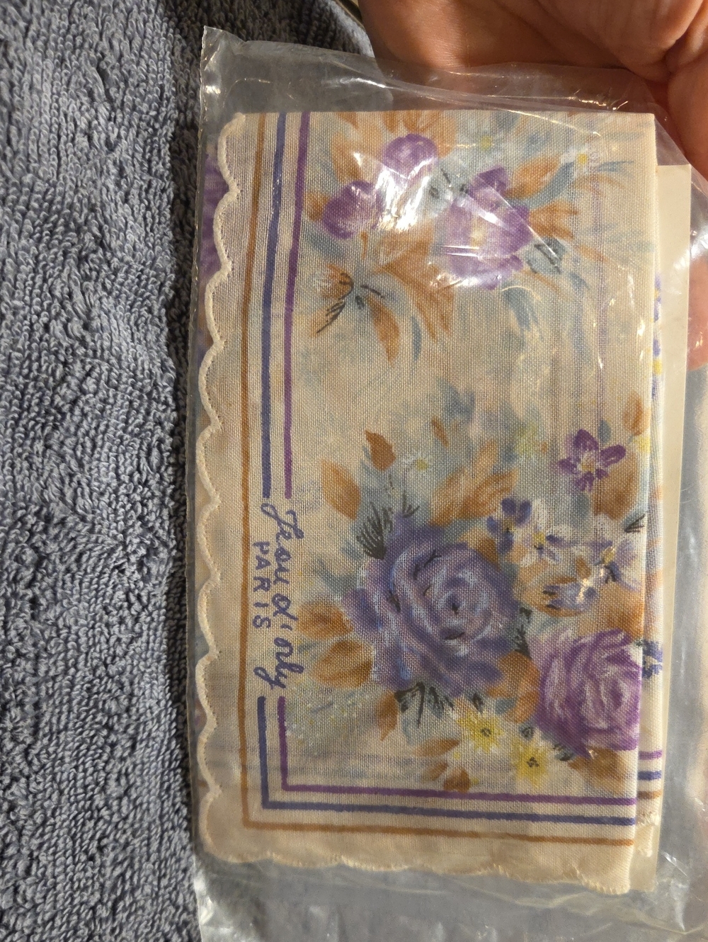 Vintage Jean Ol Orly Paris Handkerchief New Old Stock Beautiful Colors Crisp New